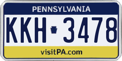PA license plate KKH3478