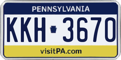 PA license plate KKH3670