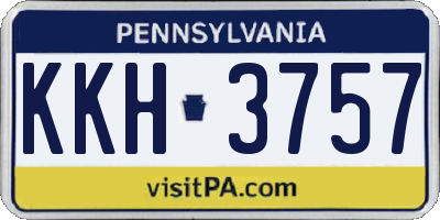 PA license plate KKH3757