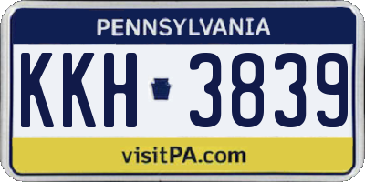 PA license plate KKH3839