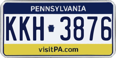 PA license plate KKH3876