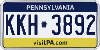 PA license plate KKH3892