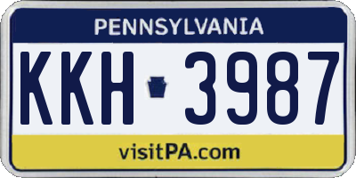 PA license plate KKH3987