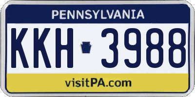 PA license plate KKH3988
