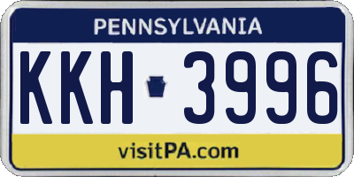 PA license plate KKH3996