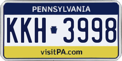 PA license plate KKH3998