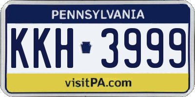 PA license plate KKH3999