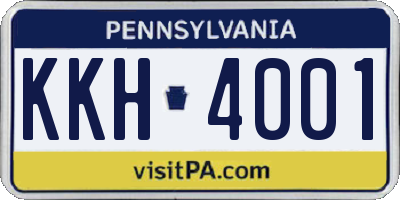 PA license plate KKH4001