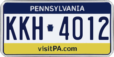PA license plate KKH4012