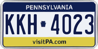 PA license plate KKH4023