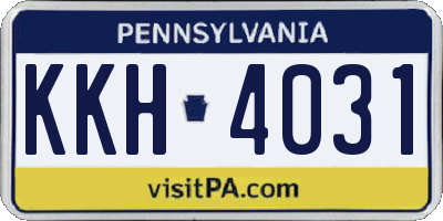 PA license plate KKH4031