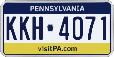 PA license plate KKH4071