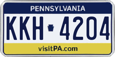 PA license plate KKH4204