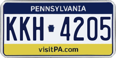 PA license plate KKH4205