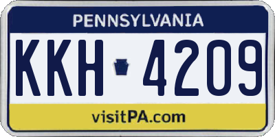 PA license plate KKH4209