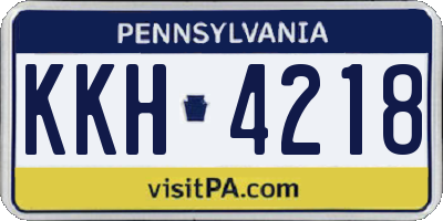 PA license plate KKH4218