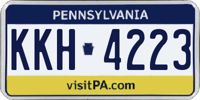 PA license plate KKH4223