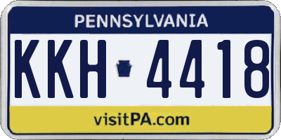 PA license plate KKH4418