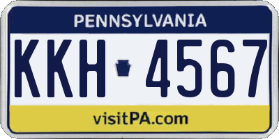 PA license plate KKH4567