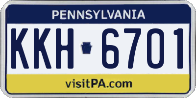 PA license plate KKH6701