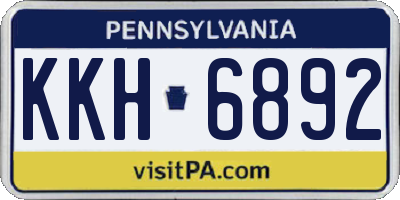 PA license plate KKH6892