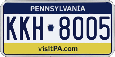 PA license plate KKH8005