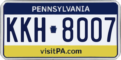PA license plate KKH8007