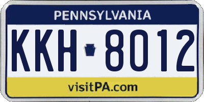 PA license plate KKH8012