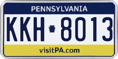 PA license plate KKH8013