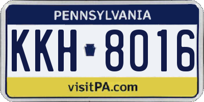 PA license plate KKH8016