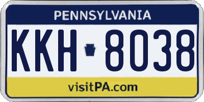PA license plate KKH8038