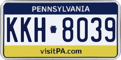 PA license plate KKH8039