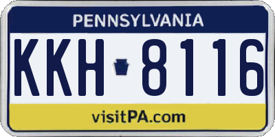PA license plate KKH8116