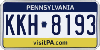 PA license plate KKH8193