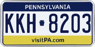 PA license plate KKH8203