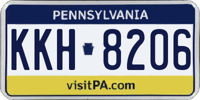 PA license plate KKH8206