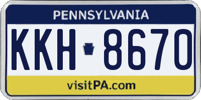 PA license plate KKH8670