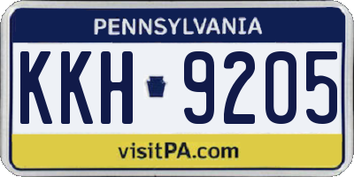 PA license plate KKH9205