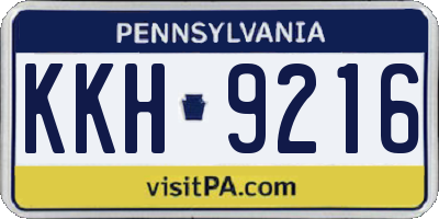 PA license plate KKH9216