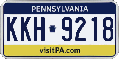 PA license plate KKH9218