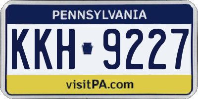 PA license plate KKH9227