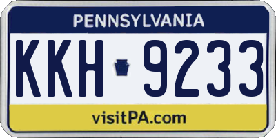 PA license plate KKH9233