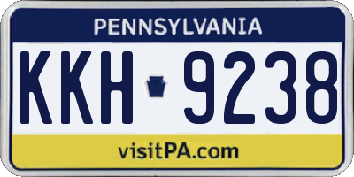 PA license plate KKH9238