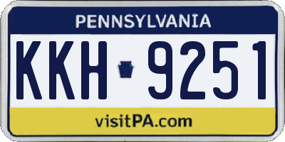 PA license plate KKH9251
