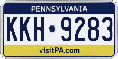 PA license plate KKH9283