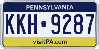 PA license plate KKH9287