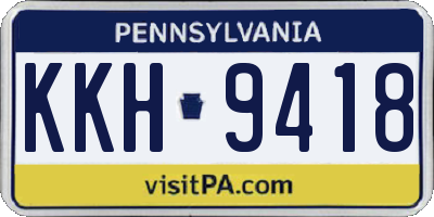 PA license plate KKH9418