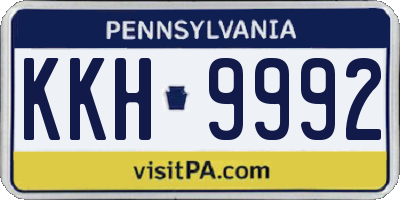 PA license plate KKH9992