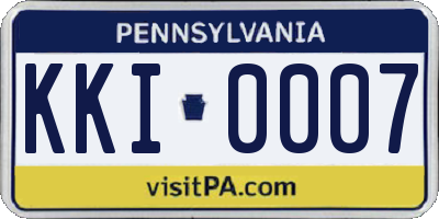 PA license plate KKI0007