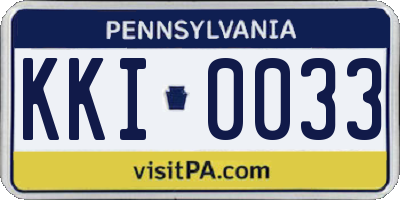 PA license plate KKI0033